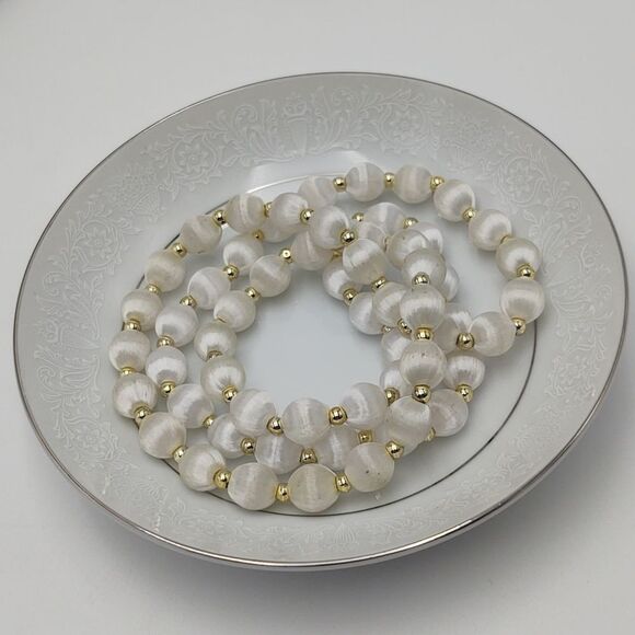 Vintage Black & White Silk Bead Necklaces ( set of 2 ) - Picture 7 of 8